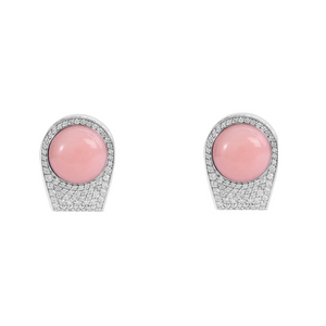 Brinco Dois Irmãos Centerpiece Semi-Set com Opala Rosa